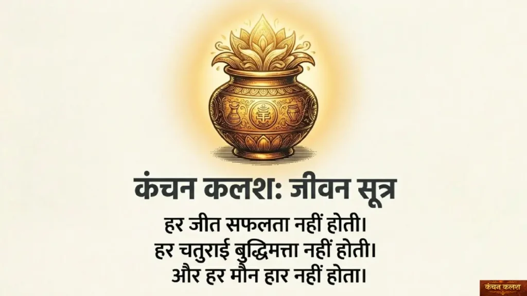 कंचन कलश जीवन सूत्र — हर जीत सफलता नहीं होती, हर चतुराई बुद्धिमत्ता नहीं होती