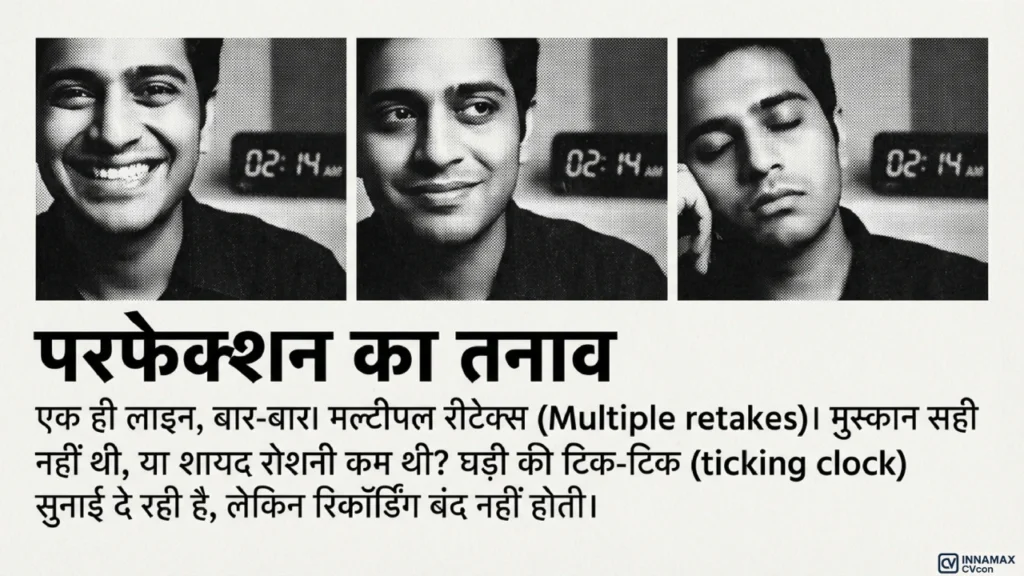 लगातार performance pressure और burnout झेलता creator दिखाता visual