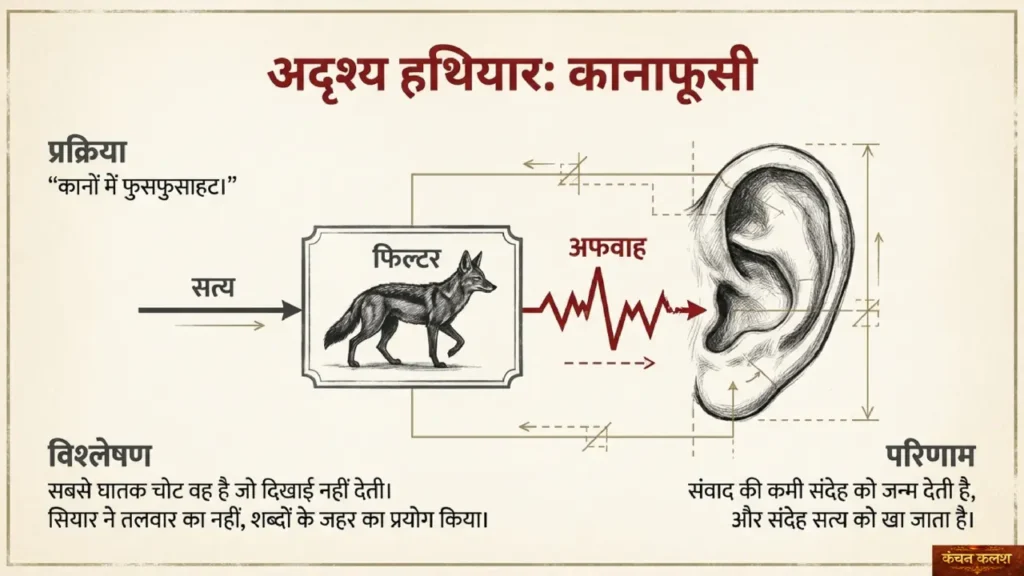 पंचतंत्र इन्फोग्राफिक — सत्य से अफवाह तक, कानाफूसी सत्ता को कैसे मोड़ती है
