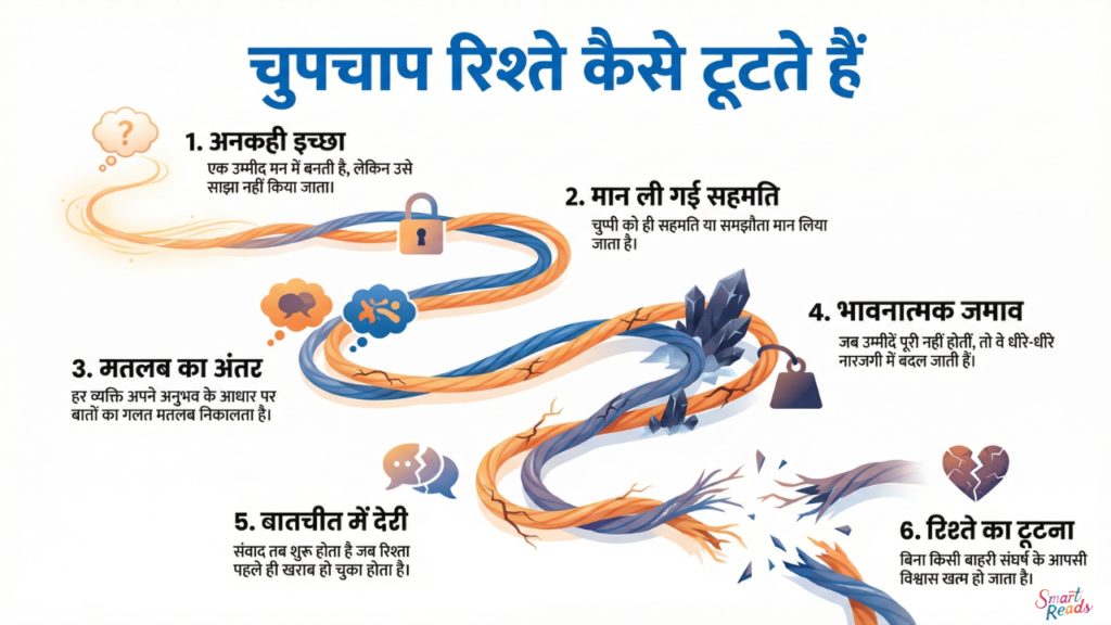 Infographic showing how silent expectations slowly break relationships