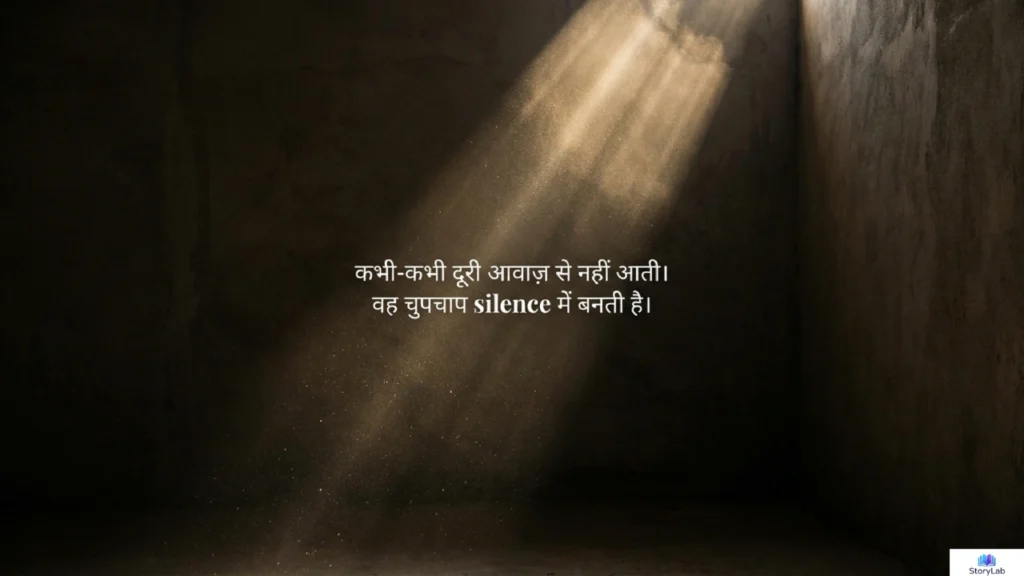 light beam in dark room symbolizing silence emotional ending