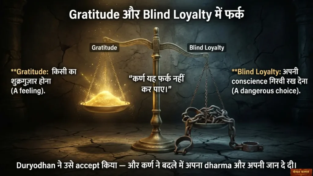तराजू में Gratitude और Blind Loyalty की तुलना
