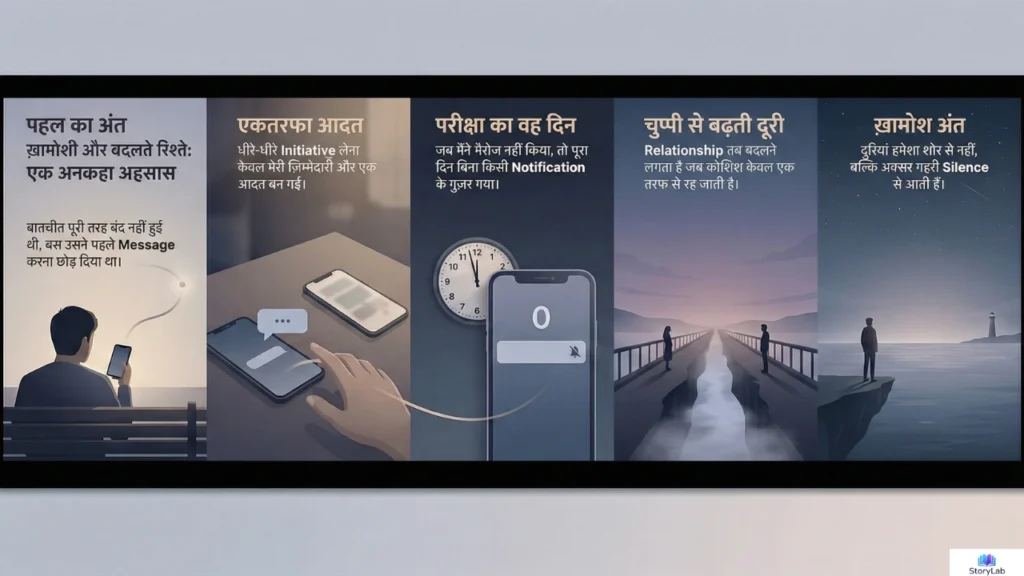 emotional relationship story storyboard visual showing communication gap progression