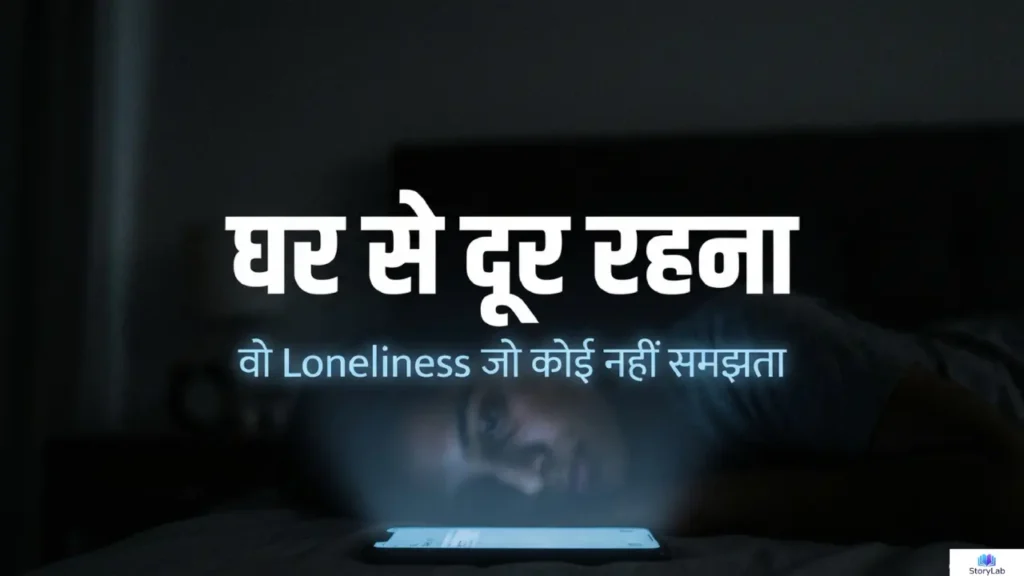 रात में फोन की रोशनी के पास लेटा युवक और loneliness का एहसास