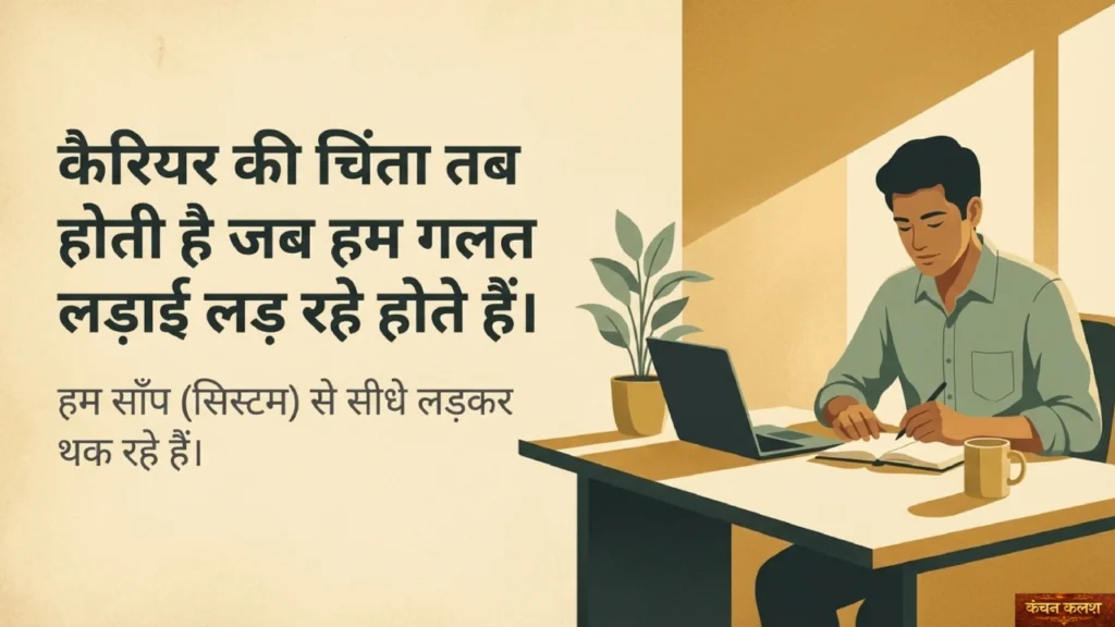 Young professional stressed while working illustrating career anxiety