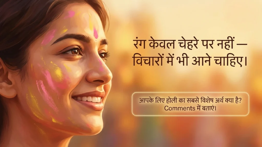 Traditional bowl of Holi colors alongside digital scientific circular interface design.