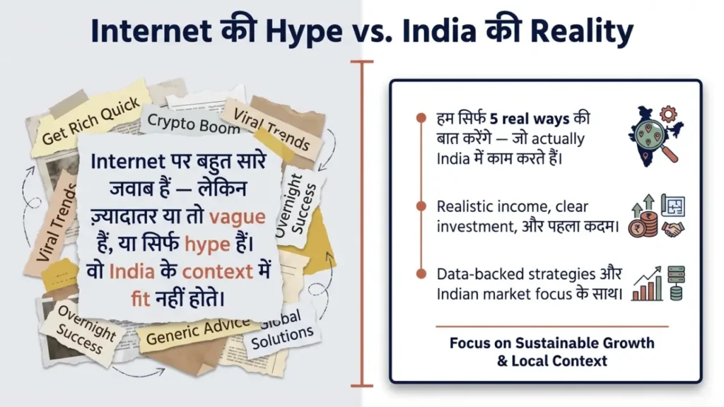 Internet hype vs India reality AI income comparison