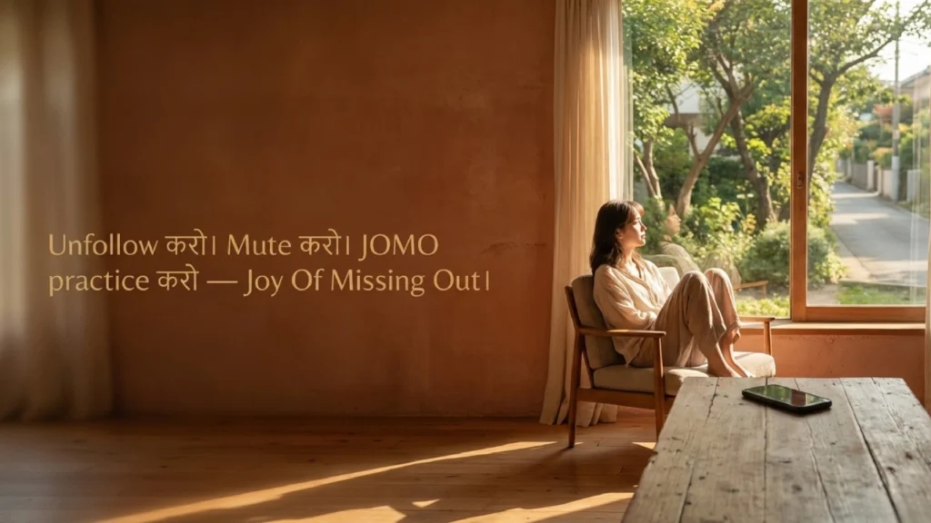 डिजिटल detox और mindful pause का दृश्य