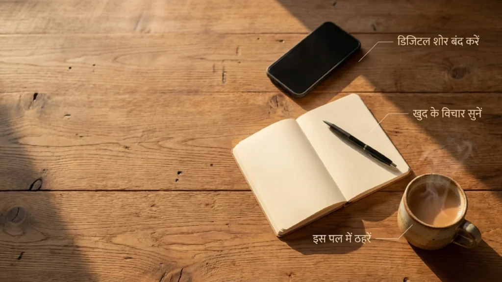 फोन से दूर होकर शांत reflection का moment