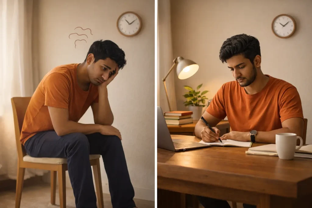 comparison between anxious waiting and active preparation mindset