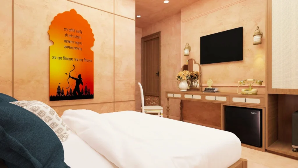 Arsh Interior का hotel room design — Ram bhakti wall art के साथ, वाराणसी