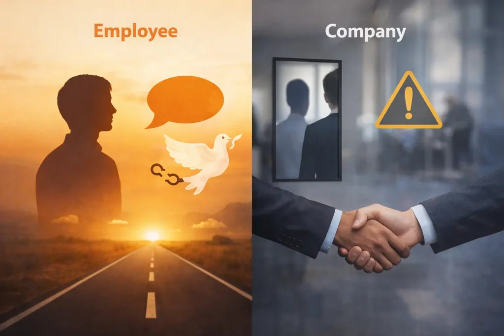 Employee freedom versus company control perspective in workplace exits
