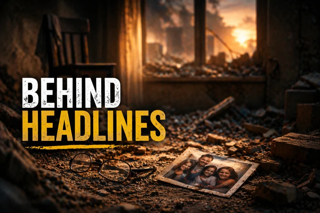 war human impact behind headlines emotional loss ruined home