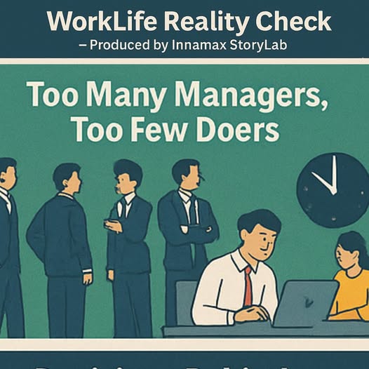 Overloaded doer carrying heavy load while managers talk – classic corporate India ratio problem