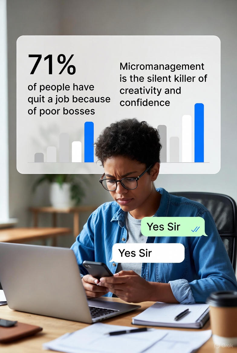 Boss constantly checking employee screen – micromanagement destroying trust and creativity