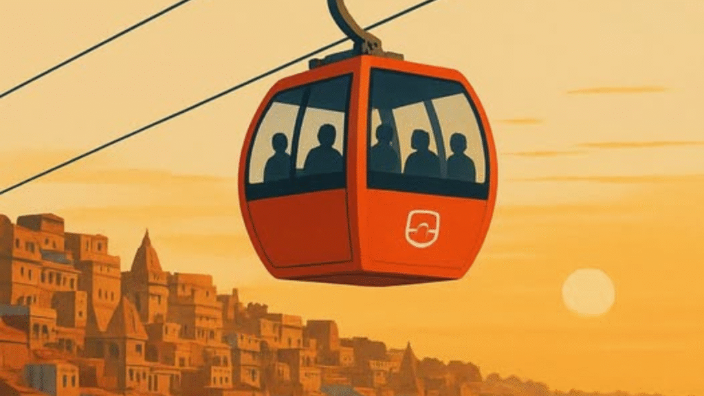 Varanasi Ropeway cabins flying over Ganga and ghats – India’s first urban public ropeway