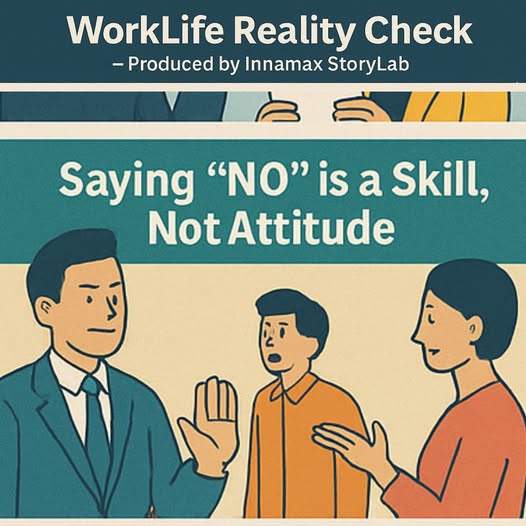 Professional confidently saying NO with calm smile – mastering the skill of healthy refusal