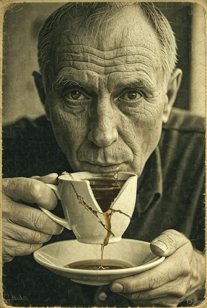 टूटा हुआ कप और जीवन का रूपक दर्शाती प्रेरणादायक कला