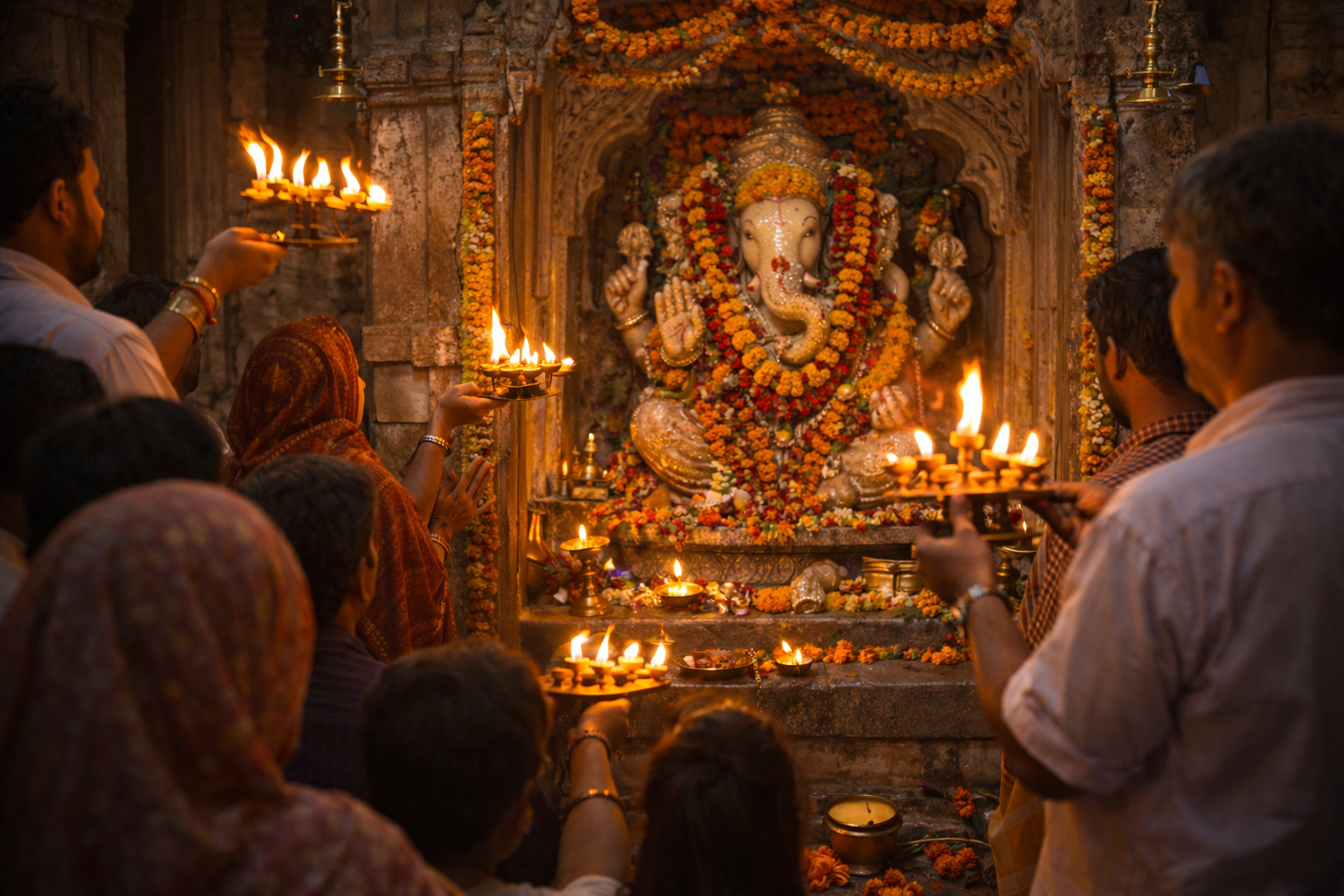 वाराणसी के चिंतामणि गणेश मंदिर में स्वयंभू गणेश की प्रतिमा