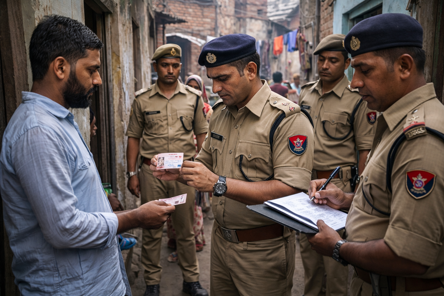 वाराणसी में ऑपरेशन टॉर्च के तहत पुलिस द्वारा डोर टू डोर वेरिफिकेशन