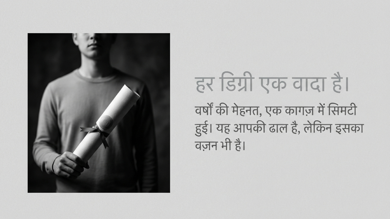 Graduate holding a degree certificate, symbolising academic achievement and expectations