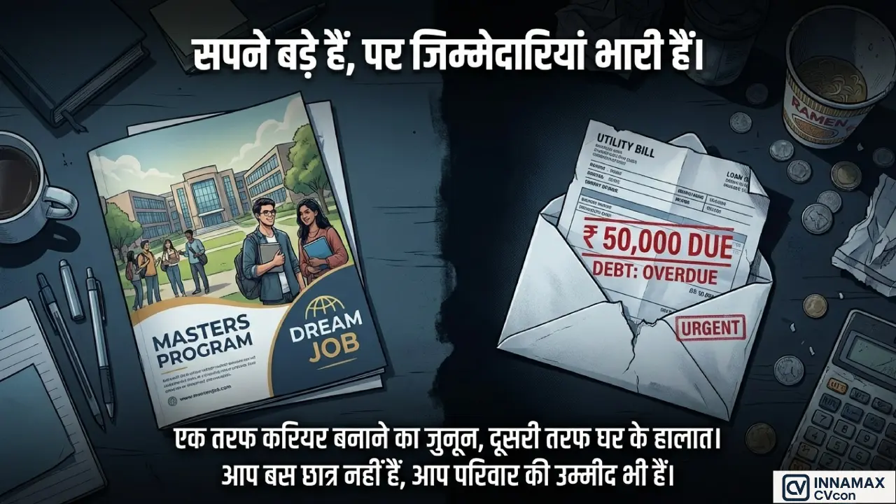 Visual showing education aspirations alongside financial obligations such as bills and debt.