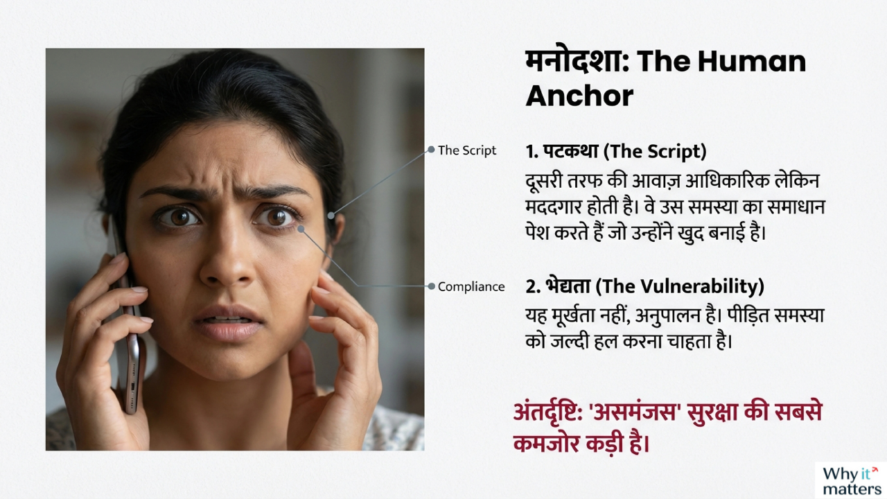 फोन पर बात करती घबराई हुई महिला, चेहरे पर असमंजस और तनाव