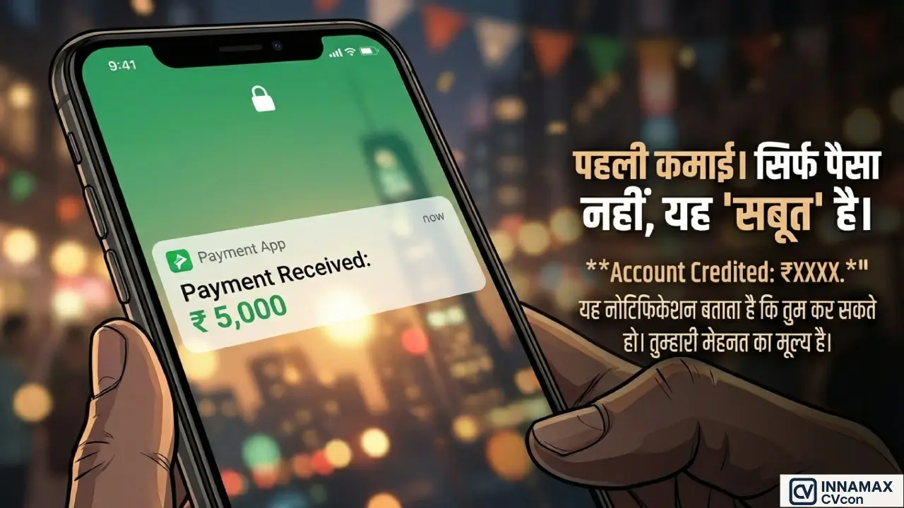 Mobile phone screen showing a small payment received notification.