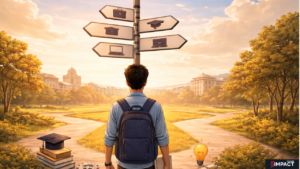 भारतीय युवाओं के करियर असमंजस से स्पष्ट दिशा तक की यात्रा को दर्शाता दृश्य