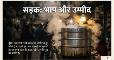 शाम के बाज़ार में भाप उठाते मोमो और ग्राहकों की भीड़