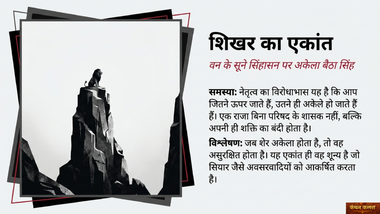 चट्टान पर अकेला सिंह, सत्ता का एकांत