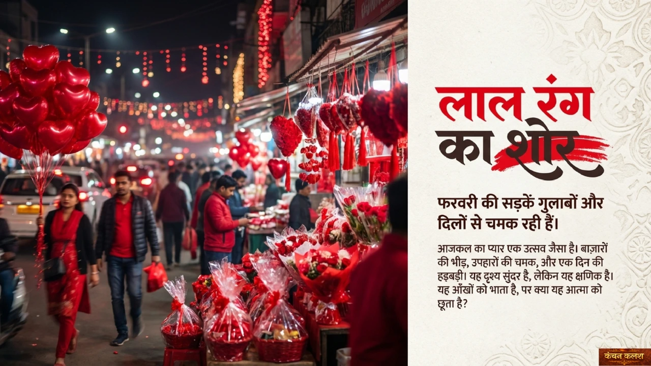 Valentine’s week में सजी सड़कें और लाल सजावट
