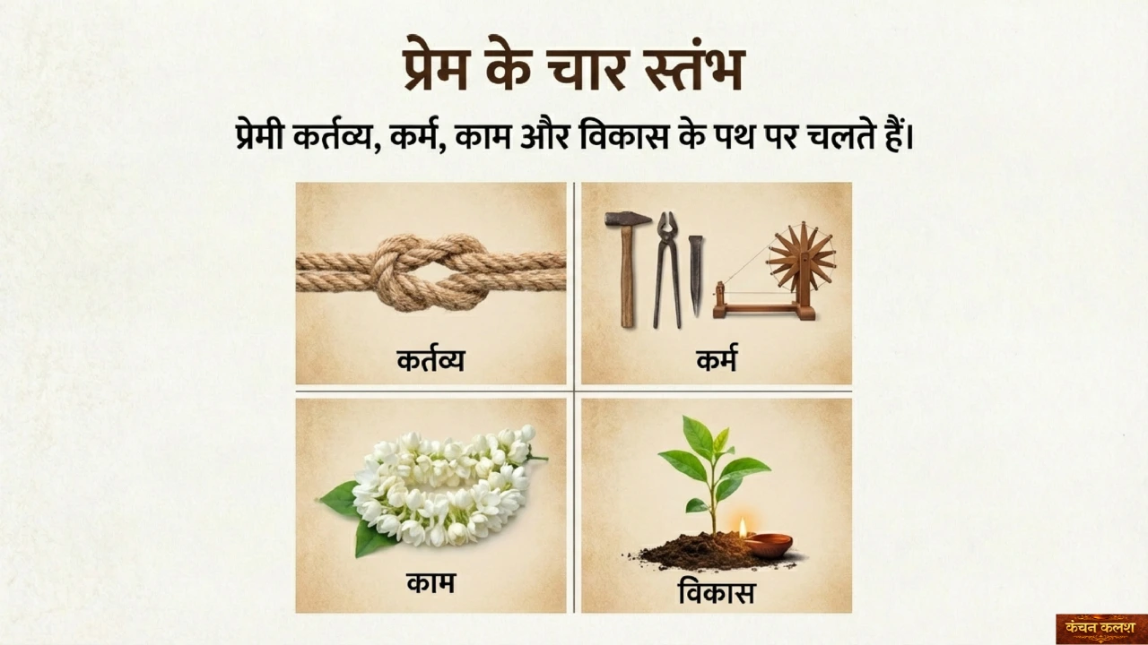 कर्तव्य, कर्म, काम और विकास के प्रतीक