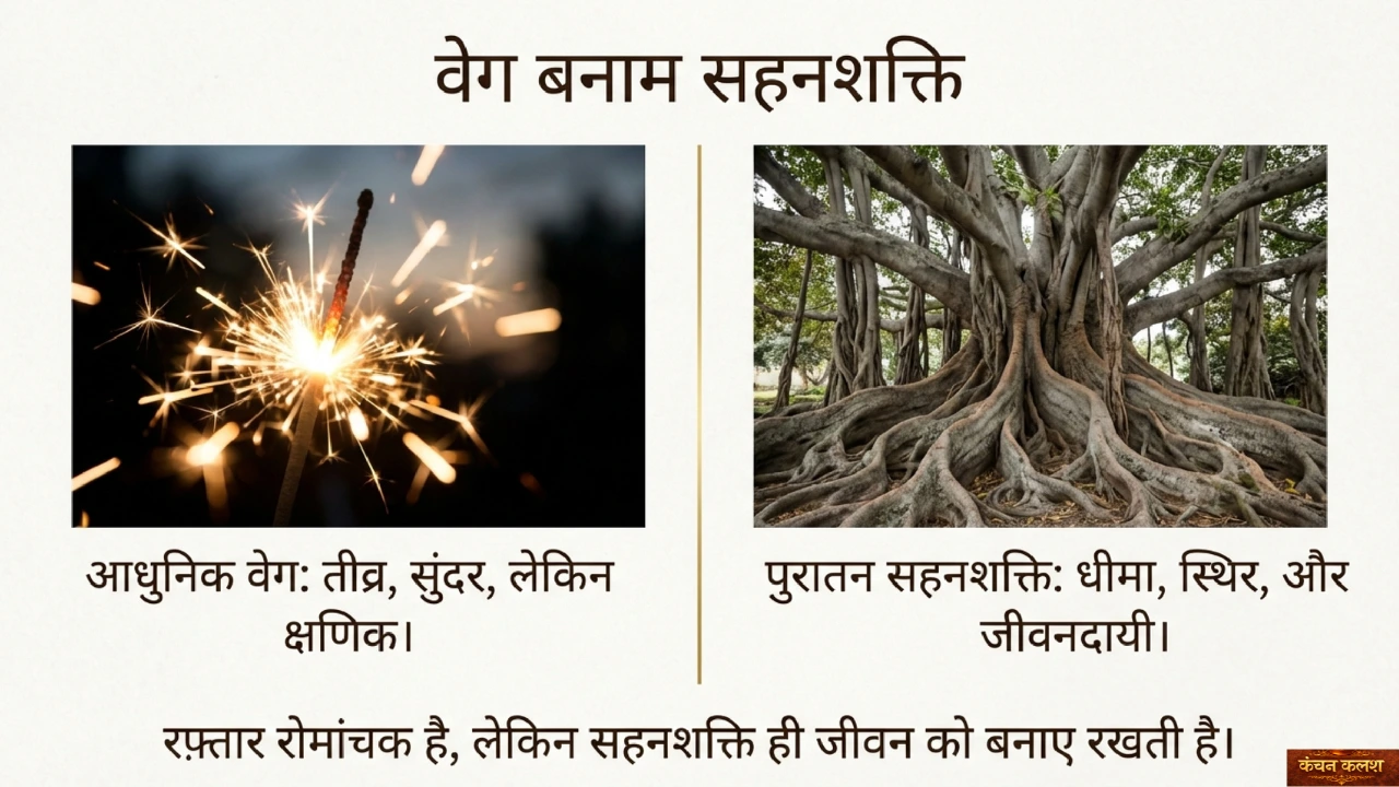 चिंगारी और विशाल वृक्ष की तुलना