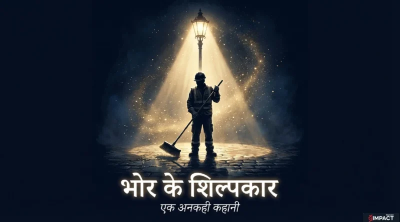 सुबह की खाली सड़क पर चलता सफ़ाई कर्मचारी