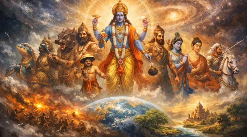 Dashavatar symbolizing protection of earth and dharma