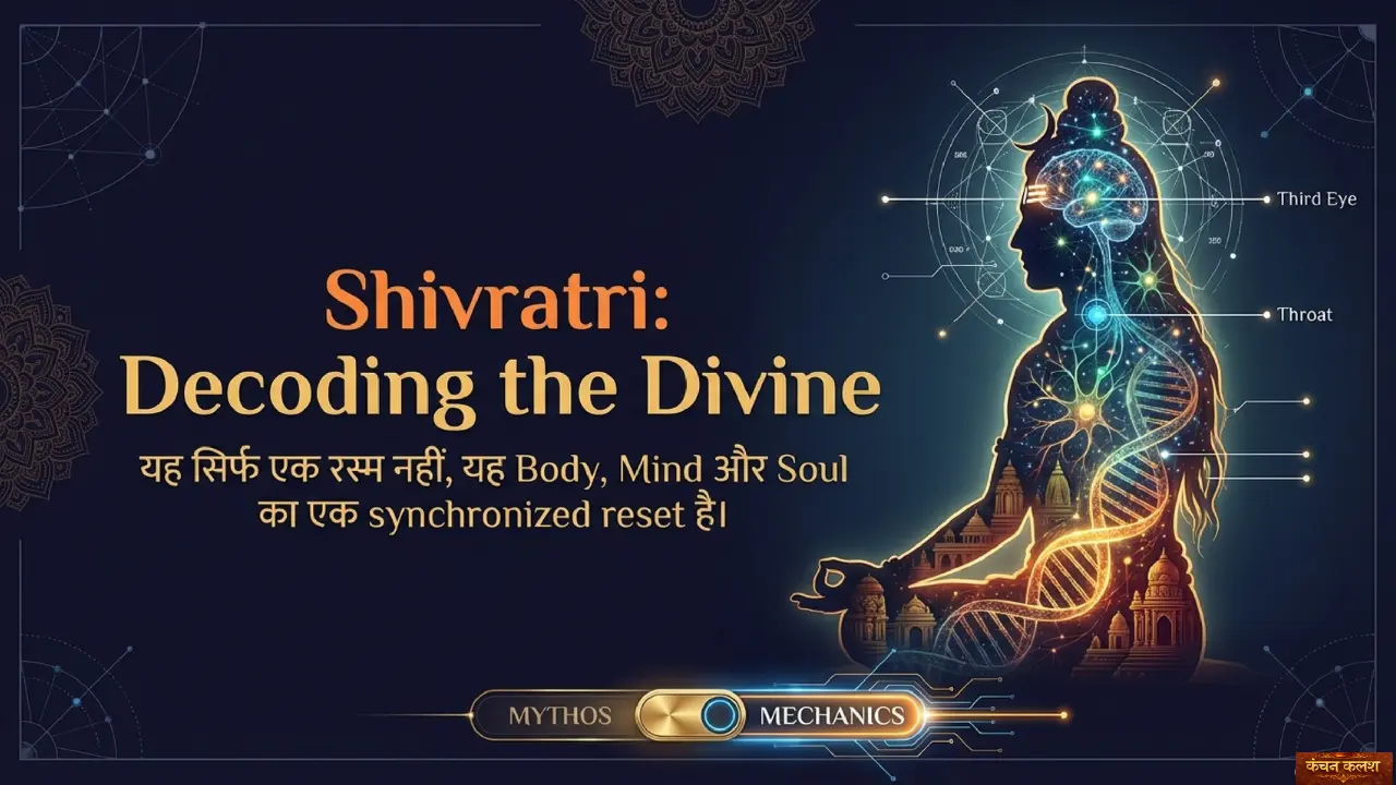 Maha Shivratri tradition and science integration concept illustration