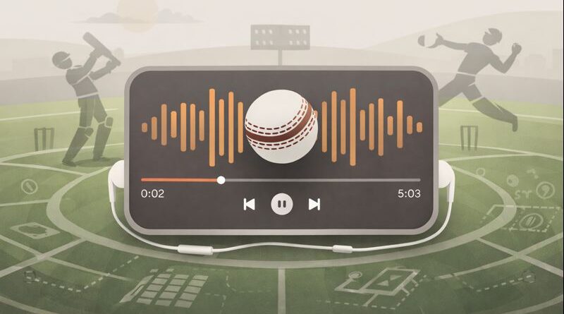 Illustration showing cricket as a system with formats, player roles, and match phases beyond the scoreboard