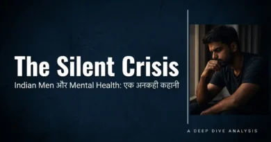 Indian man sitting alone at night reflecting on mental health and silent emotional struggles