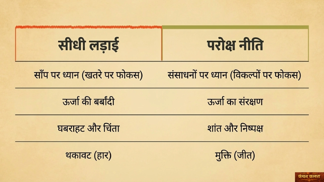 Comparison chart between direct fight and indirect strategy