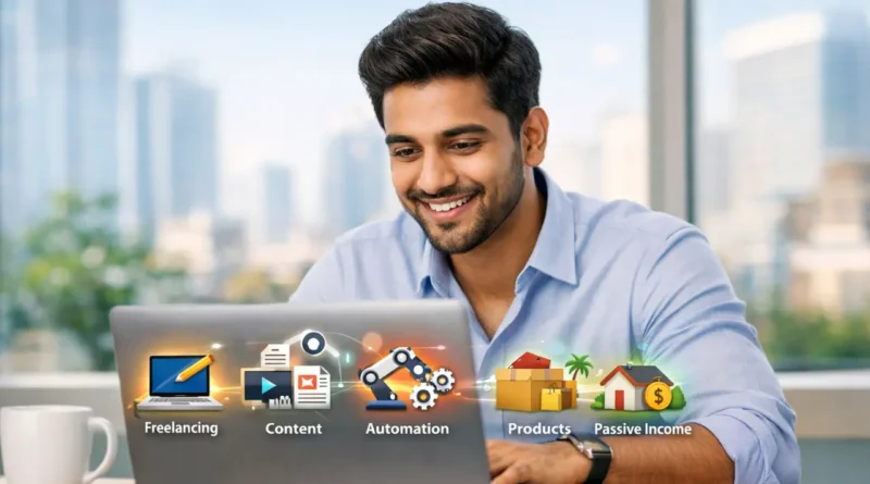 AI से पैसे कमाने के 5 तरीके — freelancing, content, automation, products, passive income
