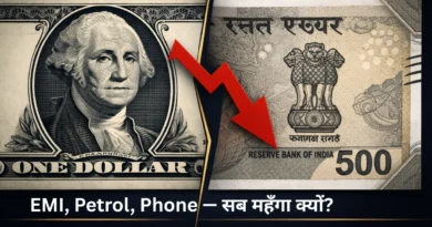Dollar vs Rupee — Exchange Rate गिरने से आपकी ज़िंदगी पर क्या असर पड़ता है? Dollar vs rupee comparison showing impact on EMI petrol and smartphone prices in India