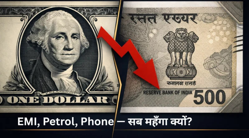 Dollar vs rupee comparison showing impact on EMI petrol and smartphone prices in India