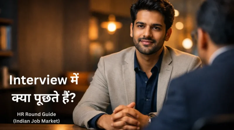 Young Indian professional confidently attending a job interview in a modern office setting