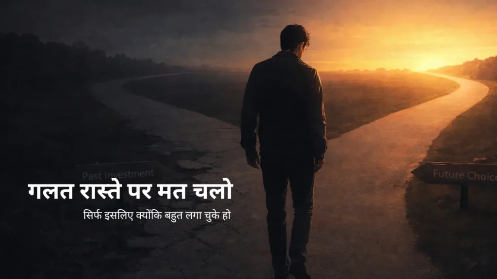 एक व्यक्ति दो रास्तों के बीच खड़ा है जो decision confusion दिखाता है