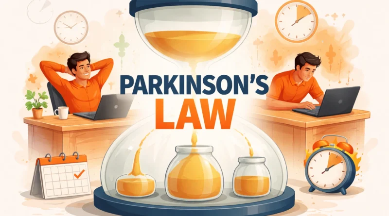 Surreal clock with stretched hands representing time expanding to fit work