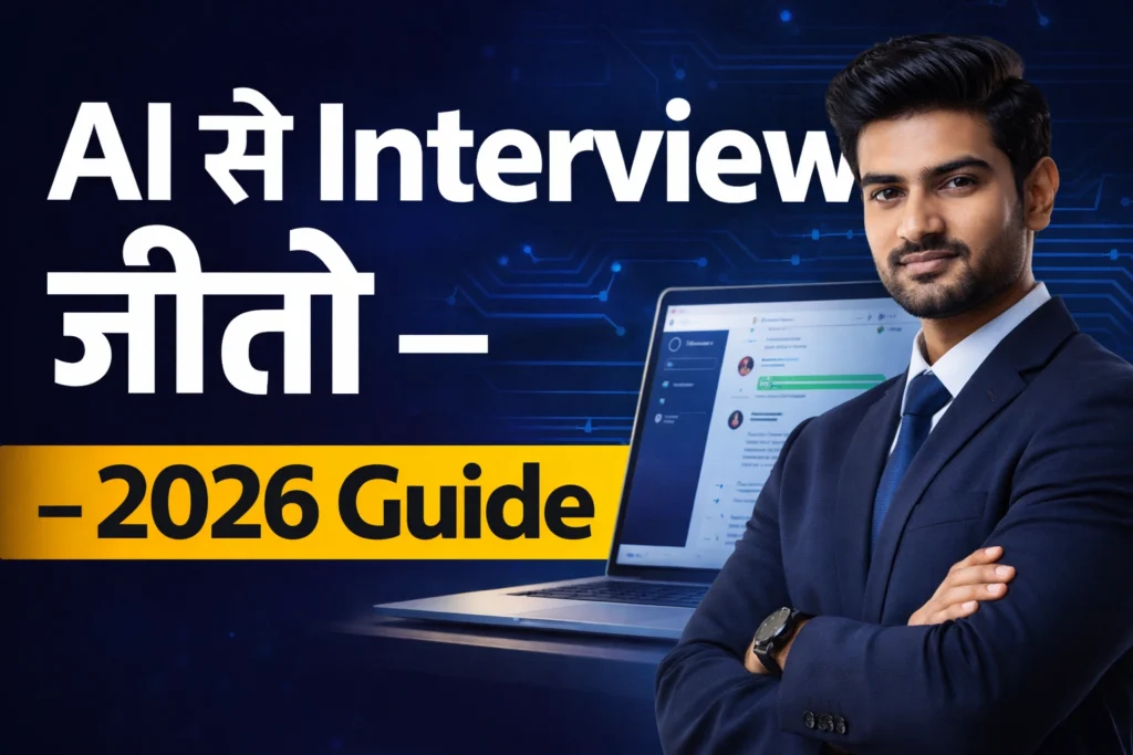 AI interview preparation guide 2026 with Indian professional and laptop