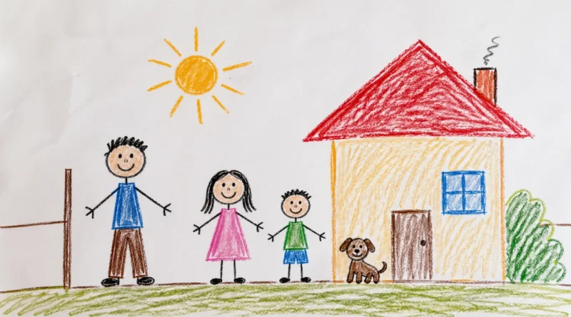 bete ki drawing papa hindi family story crayon family house illustration
