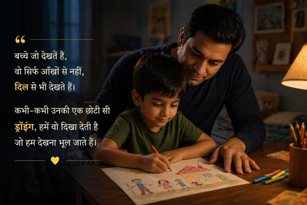 father and son drawing together emotional bonding moment