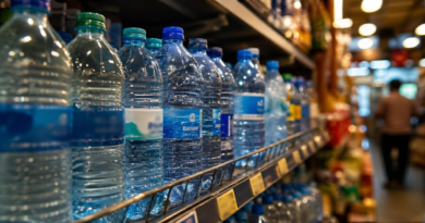 packaged water bottles shelf India market plastic use 2026